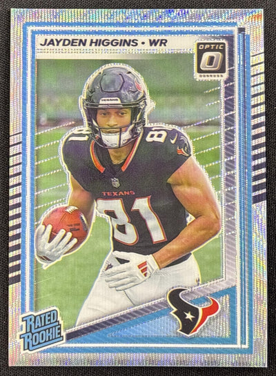 Jayden Higgins 2025 Panini Donruss Optic Rated Rookie Wave Prizm /300 Texans Sports Trading Card