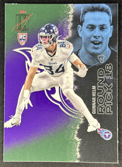 Gunnar Helm 2025 Topps Signature Class Green & Purple Rookie Titans front