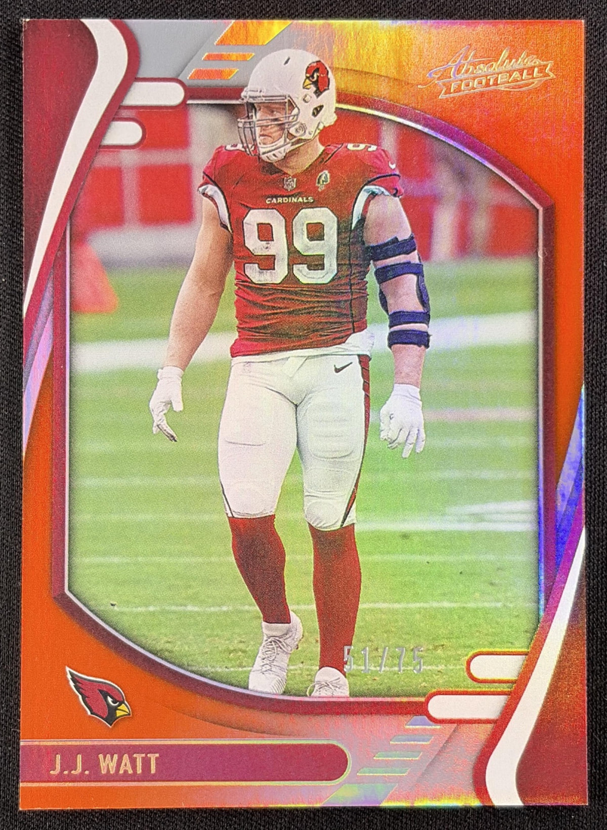 J.J. Watt 2021 Panini Absolute Spectrum Orange /75 Cardinals