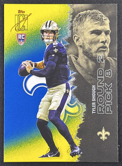 Tyler Shough 2025 Topps Signature Class Rookie Blue & Yellow Foil Saints