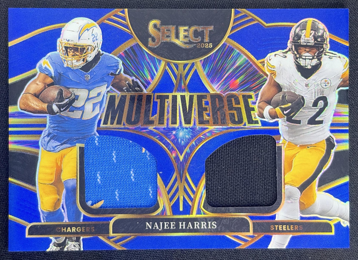 Najee Harris 2025 Panini Select Multiverse Jerseys Blue Prizm Chargers Steelers