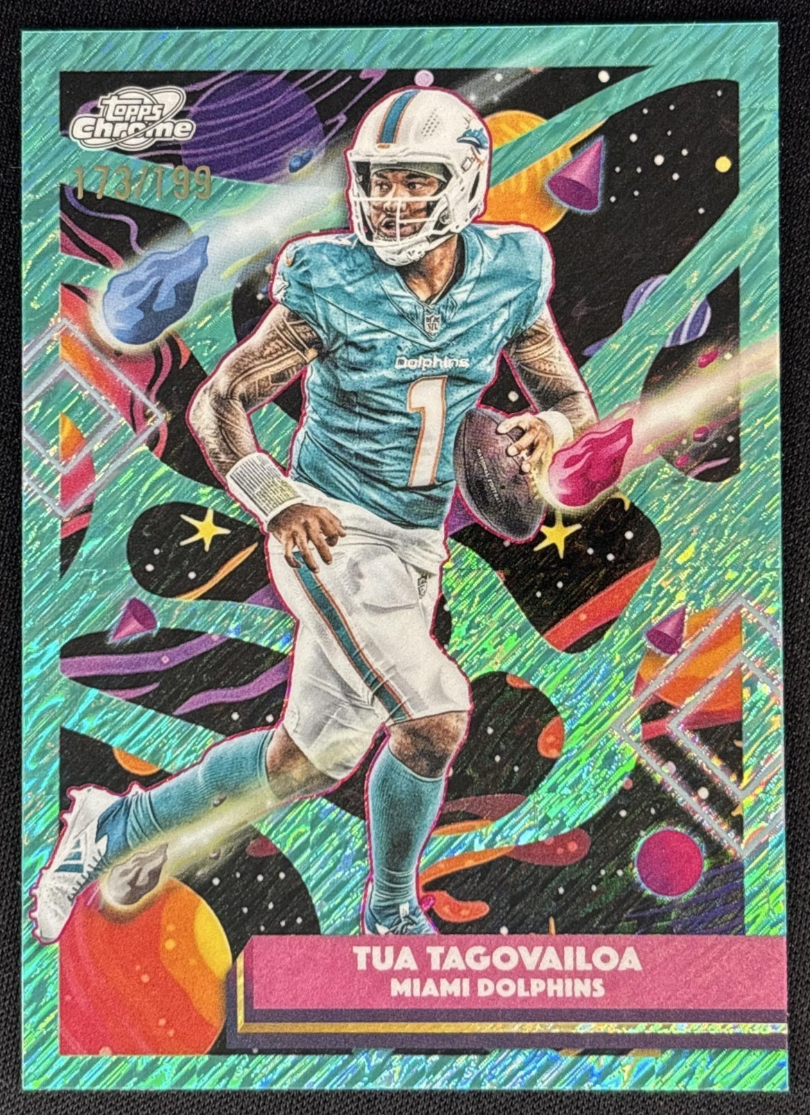 Tua Tagovailoa 2025 Topps Cosmic Chrome Aqua Equinox Refractor /199 Dolphins Sports Trading Cards