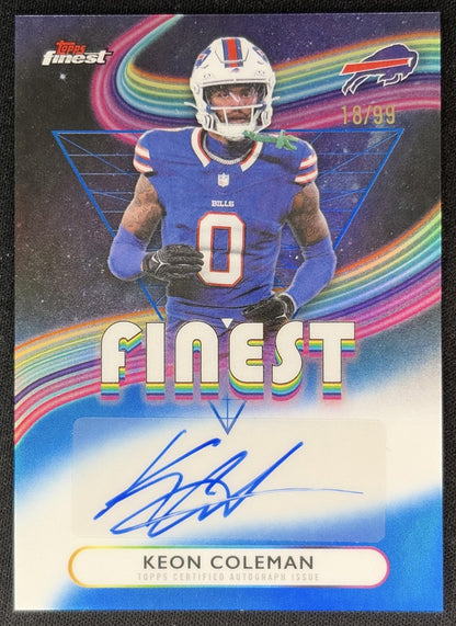 Keon Coleman 2025 Topps Finest Auto Blue Refractor /99 Bills front