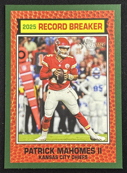 Patrick Mahomes II 2026 Topps Heritage Dark Green Border Chiefs Sports Trading Card