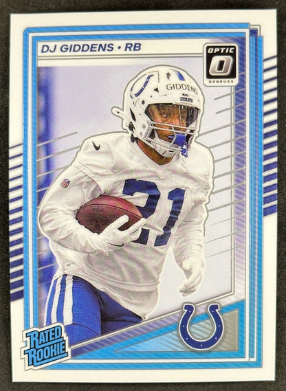 DJ Giddens 2025 Donruss Optic Rated Rookie Colts Sports Trading Card
