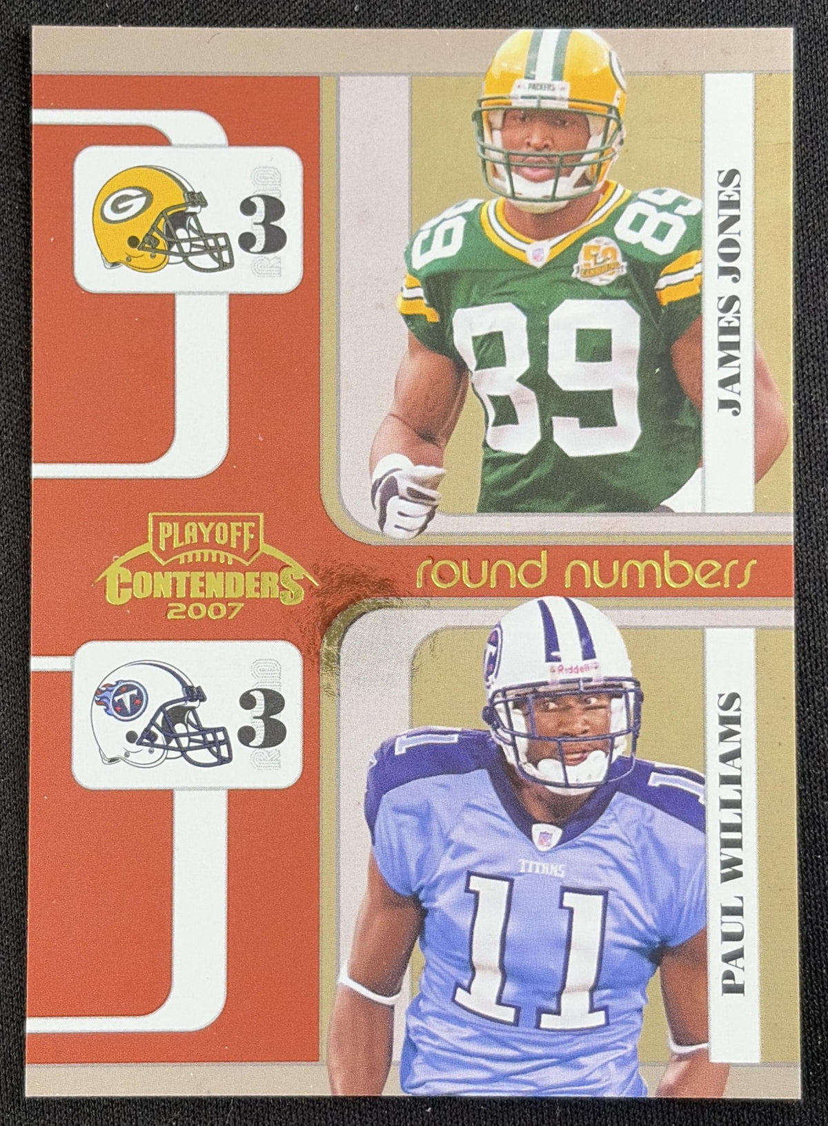 James Jones Paul Williams 2007 Playoff Contenders Round Numbers /1000 Packers Titans