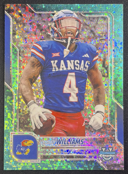 Leshon Williams 2025 Bowman Chrome University Prospects Aqua Mini-Diamond Refractor /325 Jayhawks