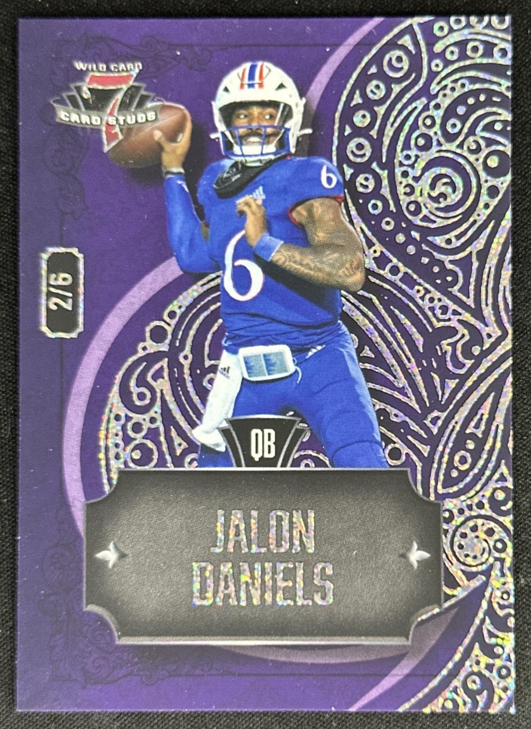 Jalon Daniels 2023 7 Card Studs Football Promo Right Club Rainbow Purple /6 Jayhawks