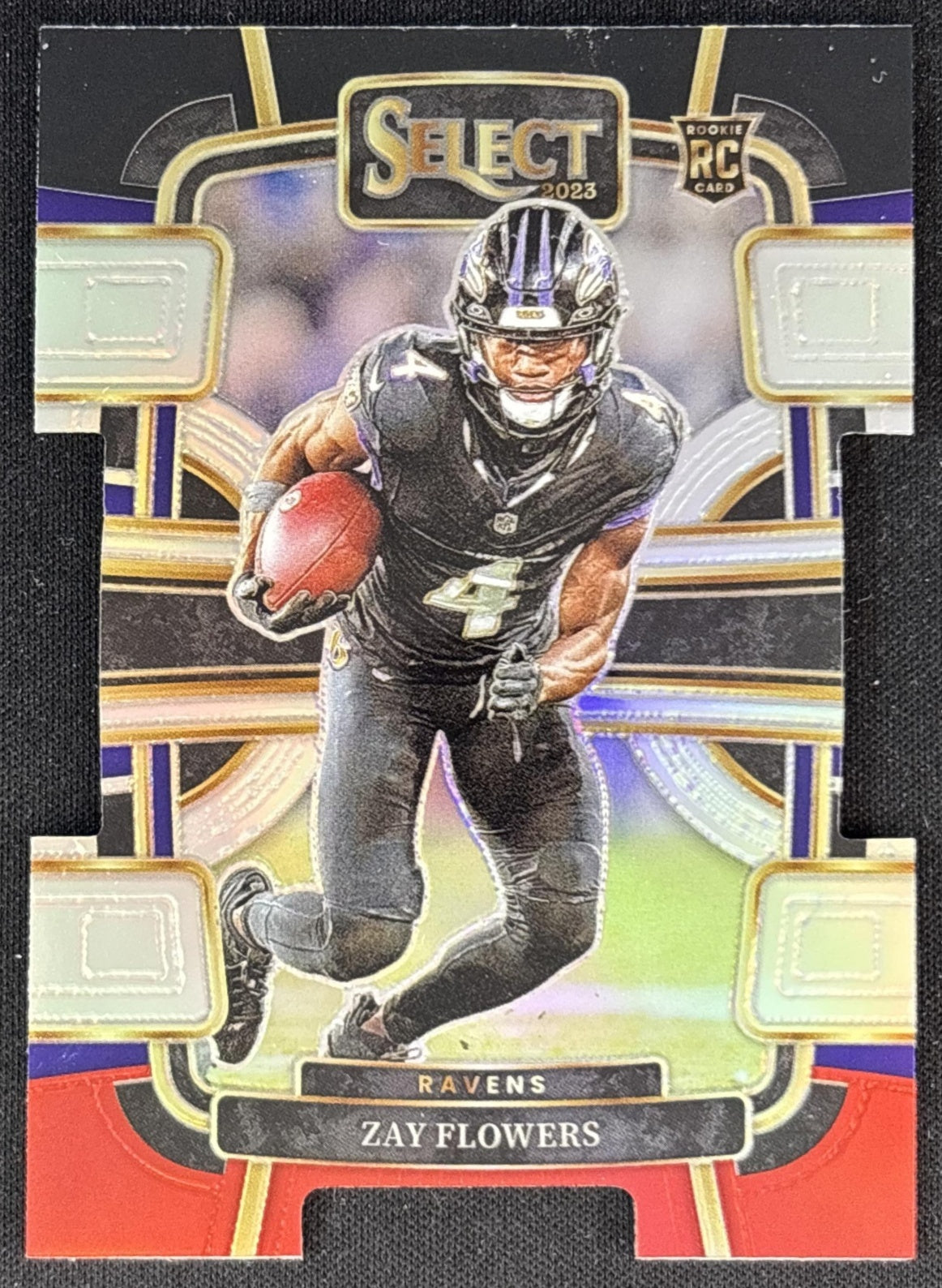 Zay Flowers 2023 Panini Select Black and Red Prizms Die Cut Ravens
