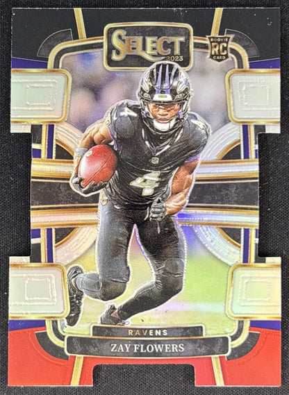 Zay Flowers 2023 Panini Select Black and Red Prizms Die Cut Ravens