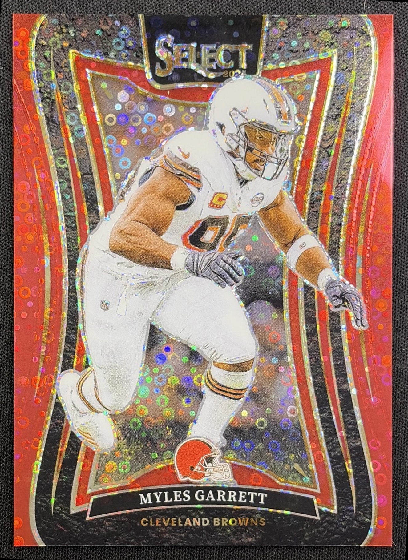 Myles Garrett 2024 Panini Select Suite Red Disco Prizm /49 Browns