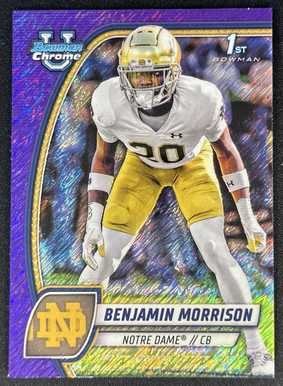 Benjamin Morrison 2024 Chrome University Purple Shimmer Refractor Fighting Irish