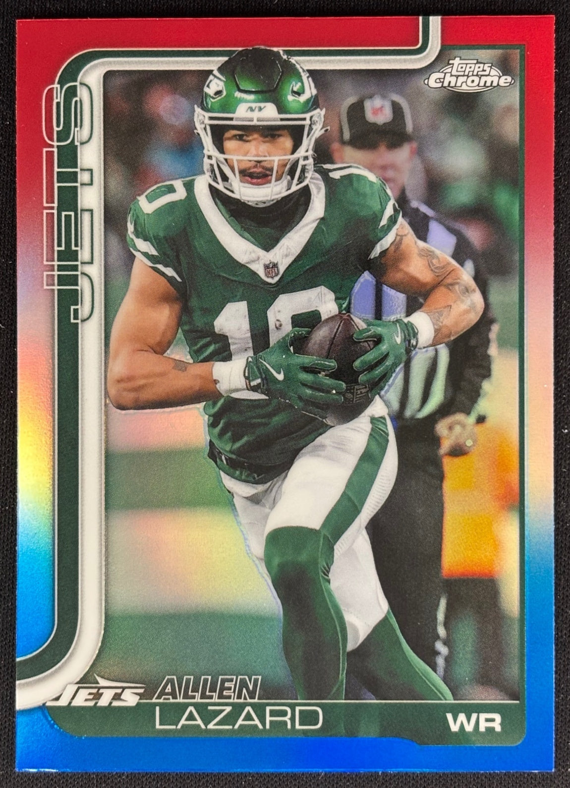 Allen Lazard 2025 Topps Chrome Red/White/Blue Refractor Jets Sports Trading Cards