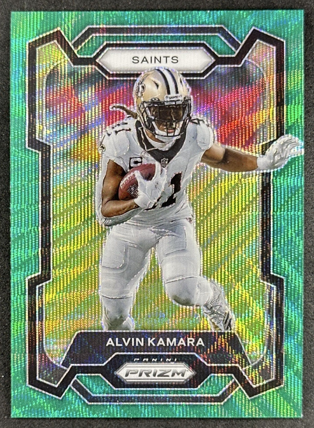 Alvin Kamara 2023 Panini Prizm Green Wave Saints Sports Trading Cards