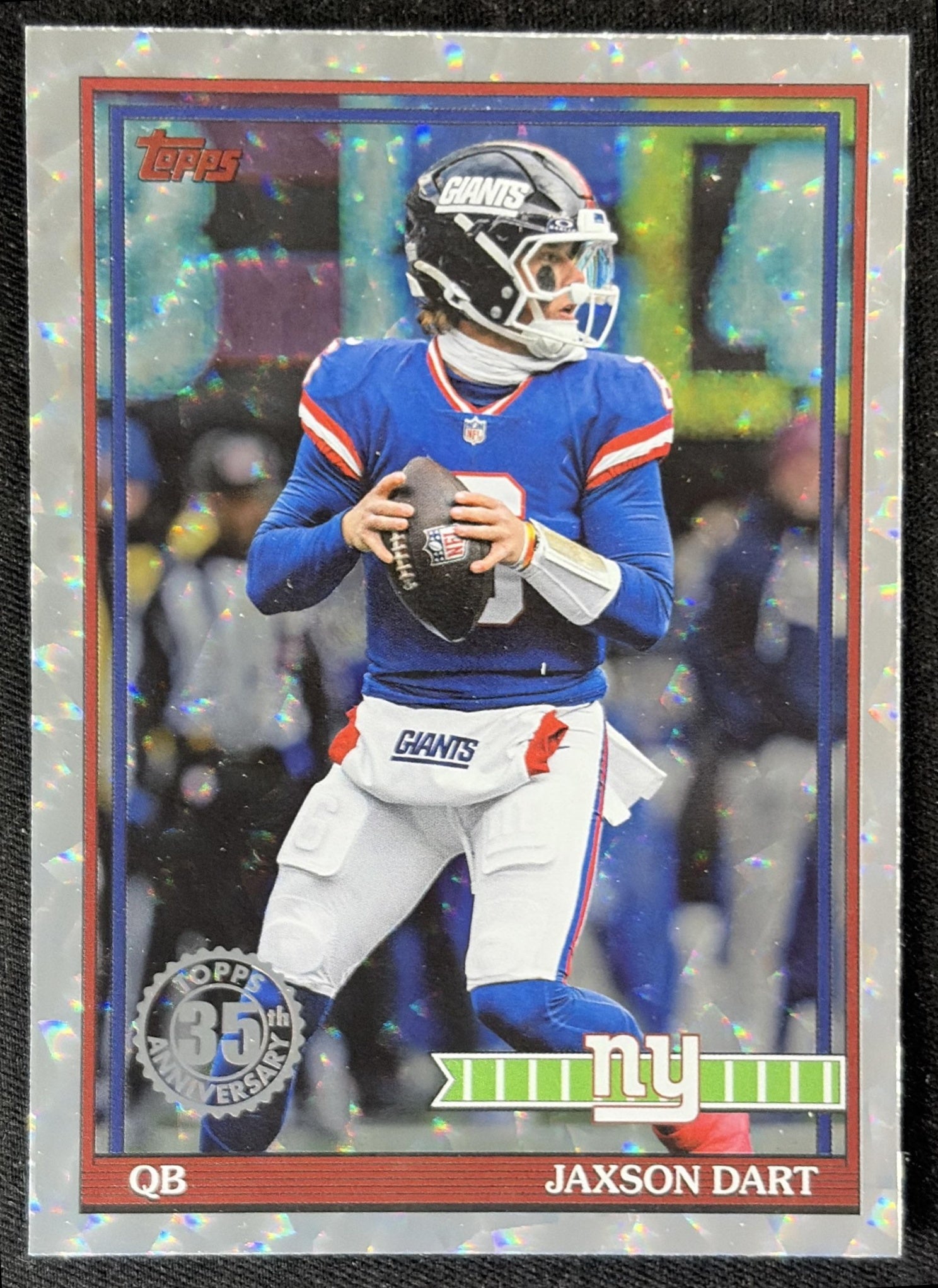 Jaxson Dart 2026 Topps 1991 Crackle Foil Giants front