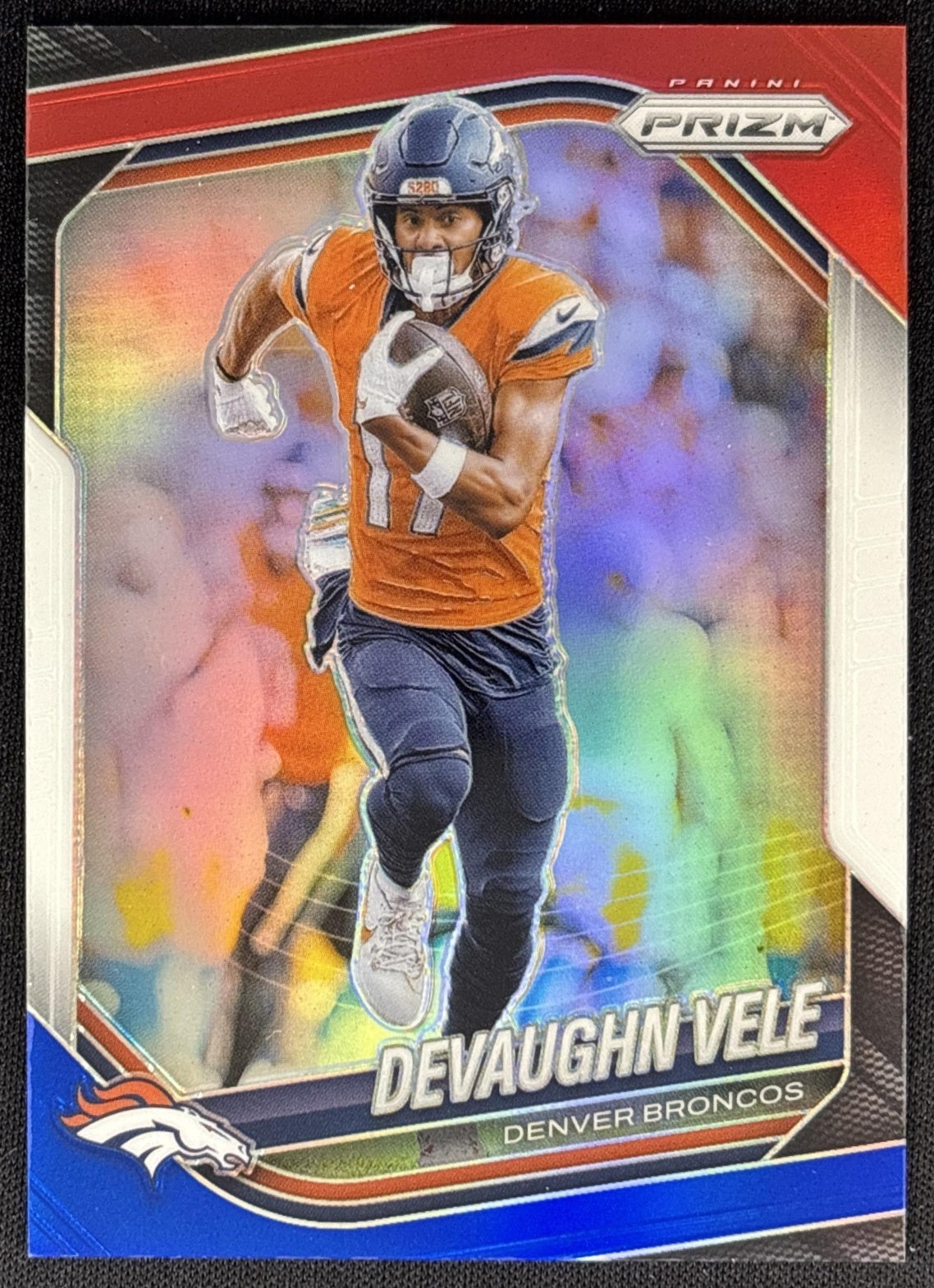 Devaughn Vele 2025 Panini Prizm Red White BLue Broncos