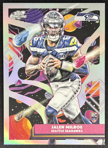 Jalen Milroe 2025 Topps Cosmic Chrome Refractor Seahawks