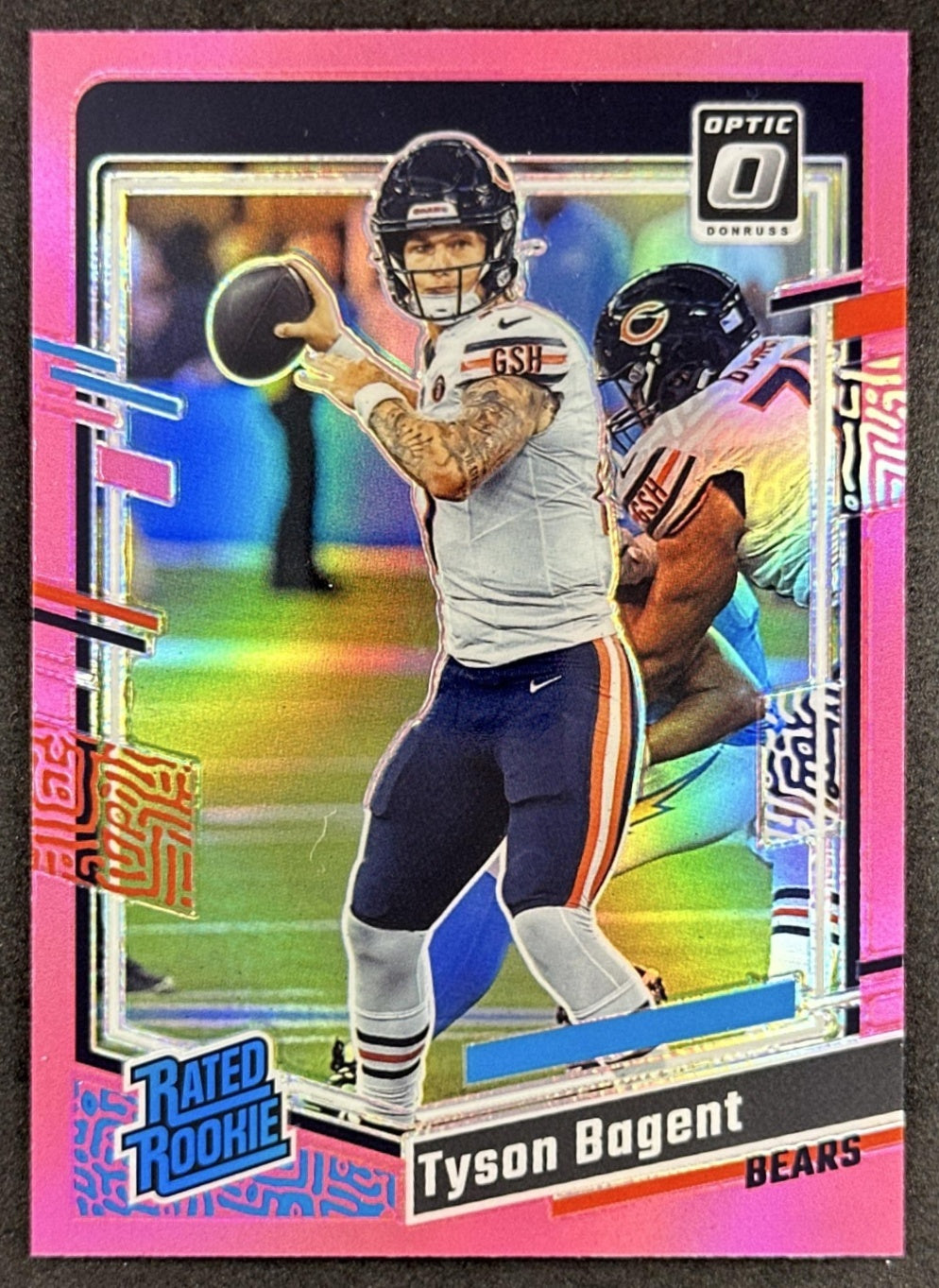 Tyson Bagent 2023 Panini Donruss Optic Pink Prizm Bears Sports Trading Card