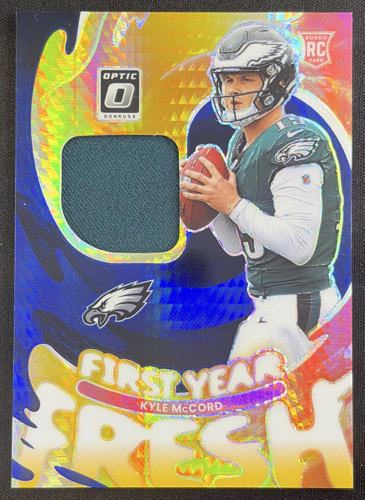Kyle McCord 2025 Panini Donruss Optic First Year Fresh Blue Hyper Prizm Eagles