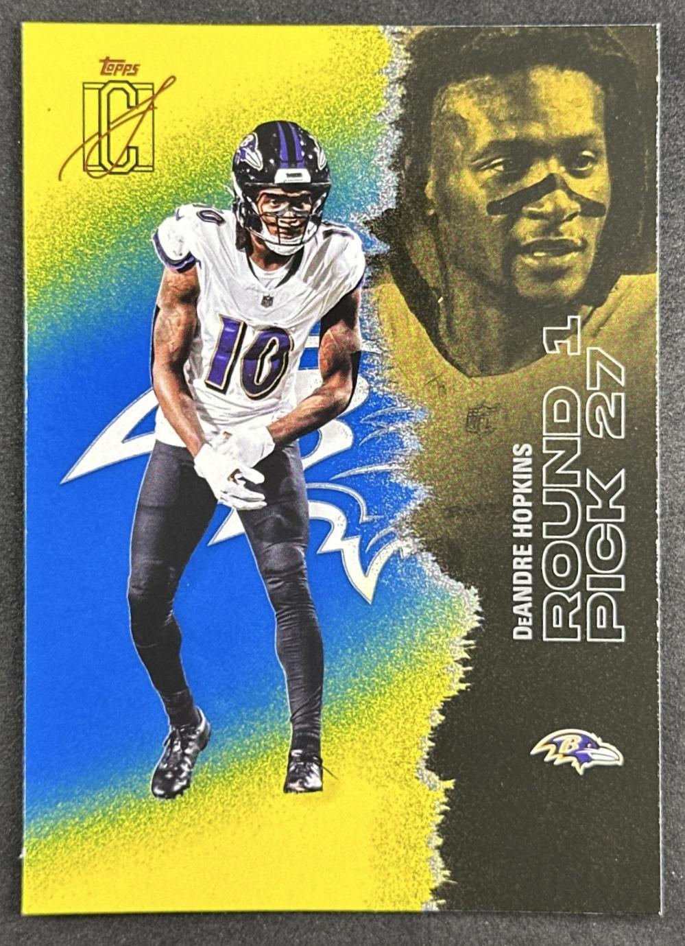 DeAndre Hopkins 2025 Topps Signature Class Veteran Blue & Yellow Foil Ravens front sports trading card