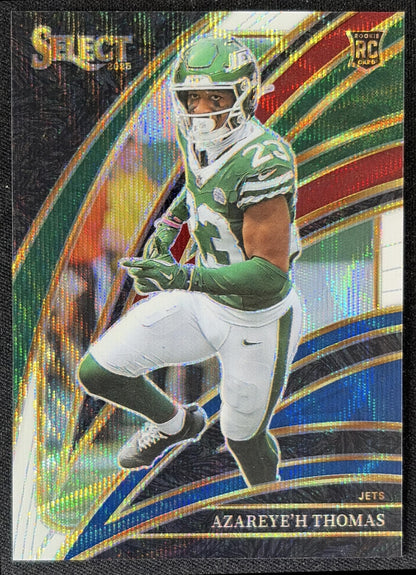 Azareye'h Thomas 2025 Panini Select Club Level Tri-Color Prizm /249 Jets front