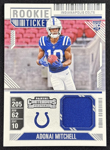 Adonai Mitchell 2024 Panini Contenders Rookie Ticket Swatches Colts