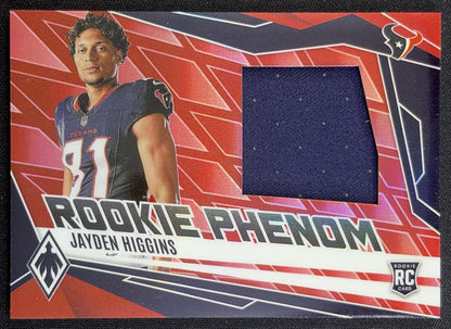 Jayden Higgins 2025 Panini Phoenix Rookie Phenom Jersey Red Prizm /299 Texans Houston Texans