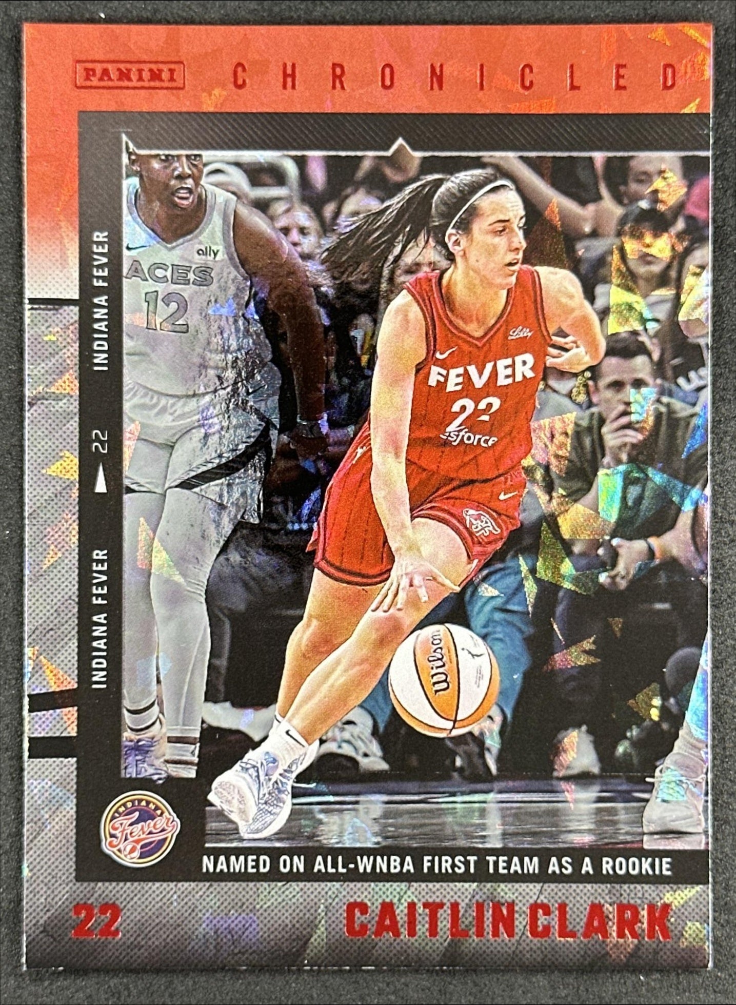 Caitlin Clark 2025 Panini Chronicled WNBA Red Cracked Ice Fever 17 Indiana Fever