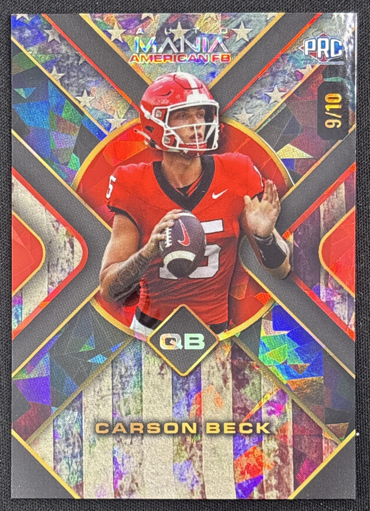 Carson Beck 2024 Wild Card Automania American Football Preview Triangle Crystal Holographic Vintage Flag /10 Bengals