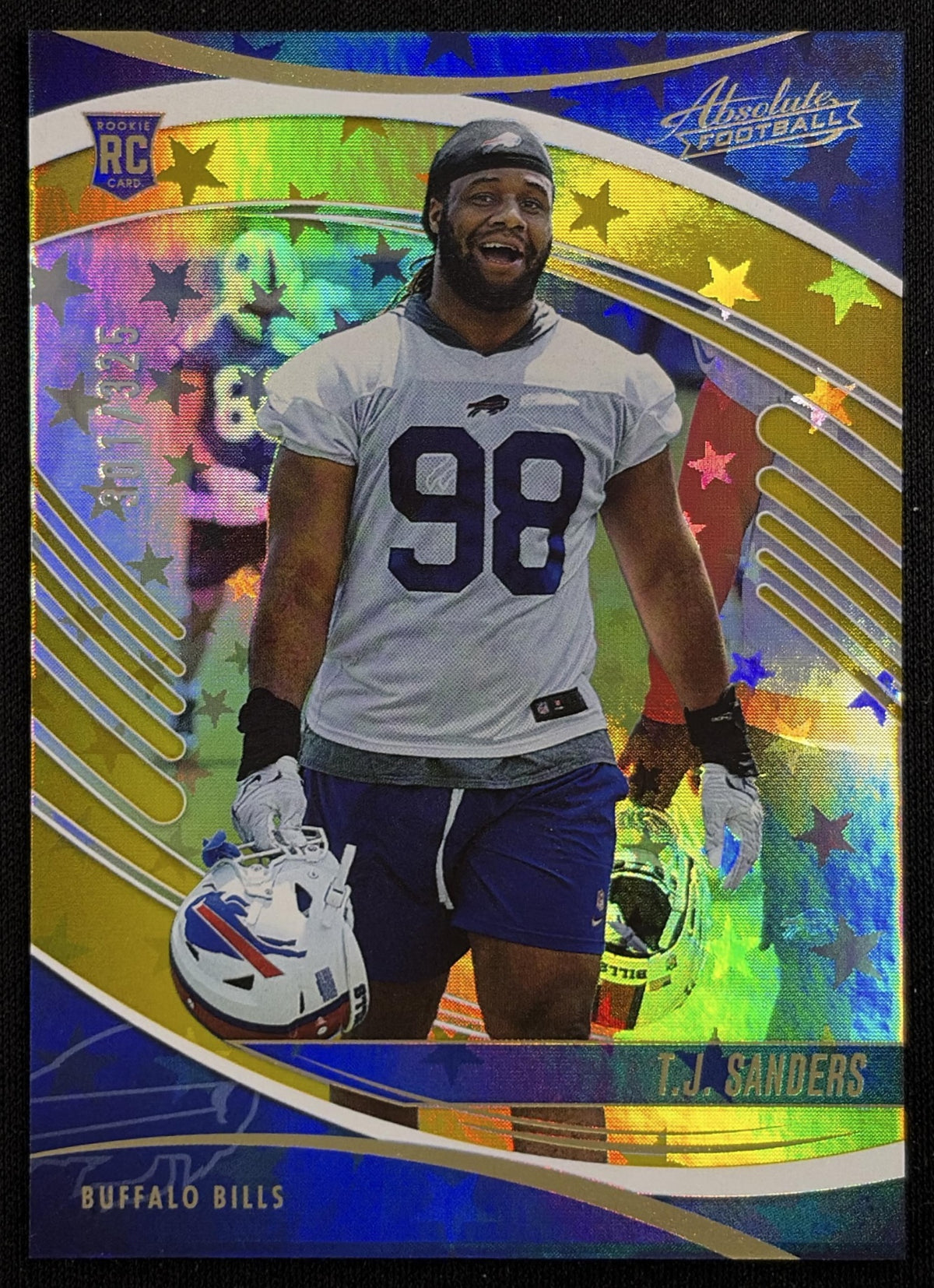 T.J. Sanders 2025 Panini Absolute Rookies Gold Stars /325 Bills