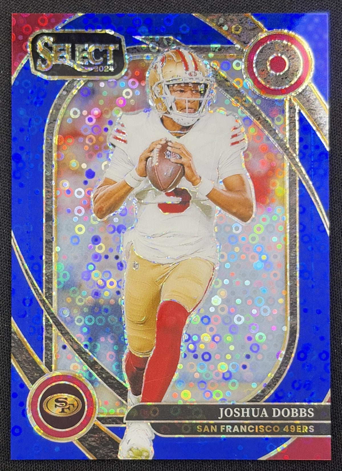 Joshua Dobbs 2024 Panini Select Club Blue Disco Prizm /25 49ers