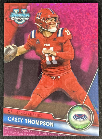 Casey Thompson 2023 Bowman University Chrome Fuschia Mini Diamond Refractor /150 front