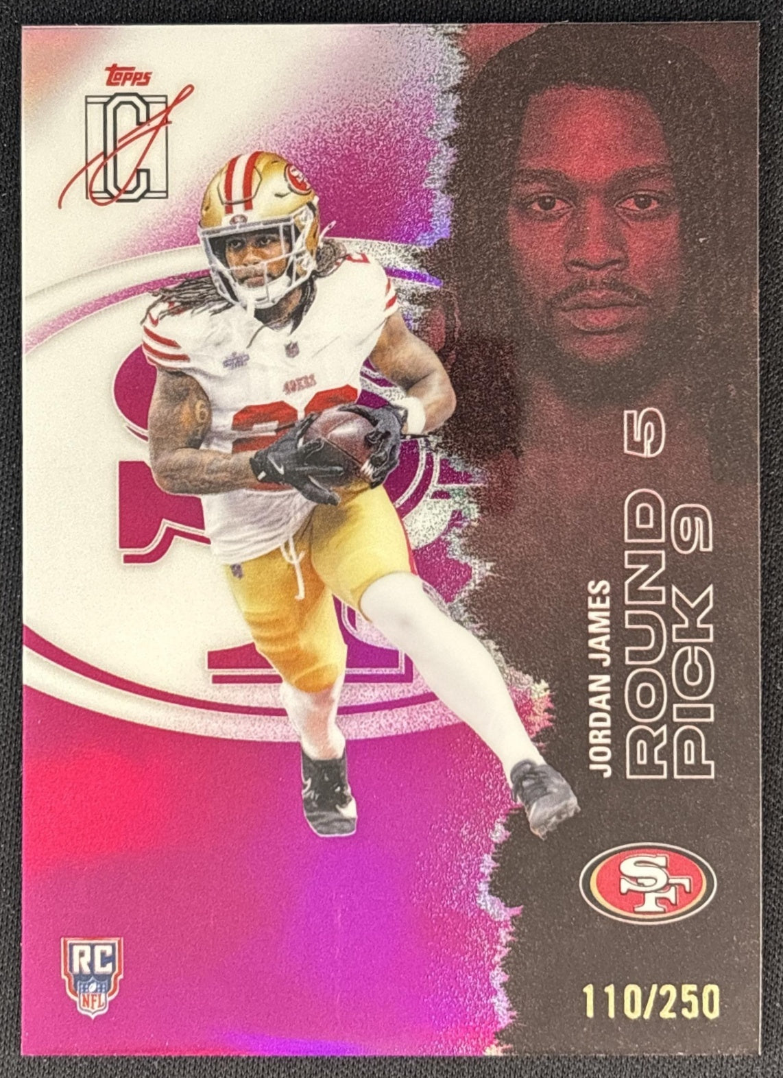 Jordan James 2025 Signature Class Chrome Rookie Magenta Refractor /250 49ers front