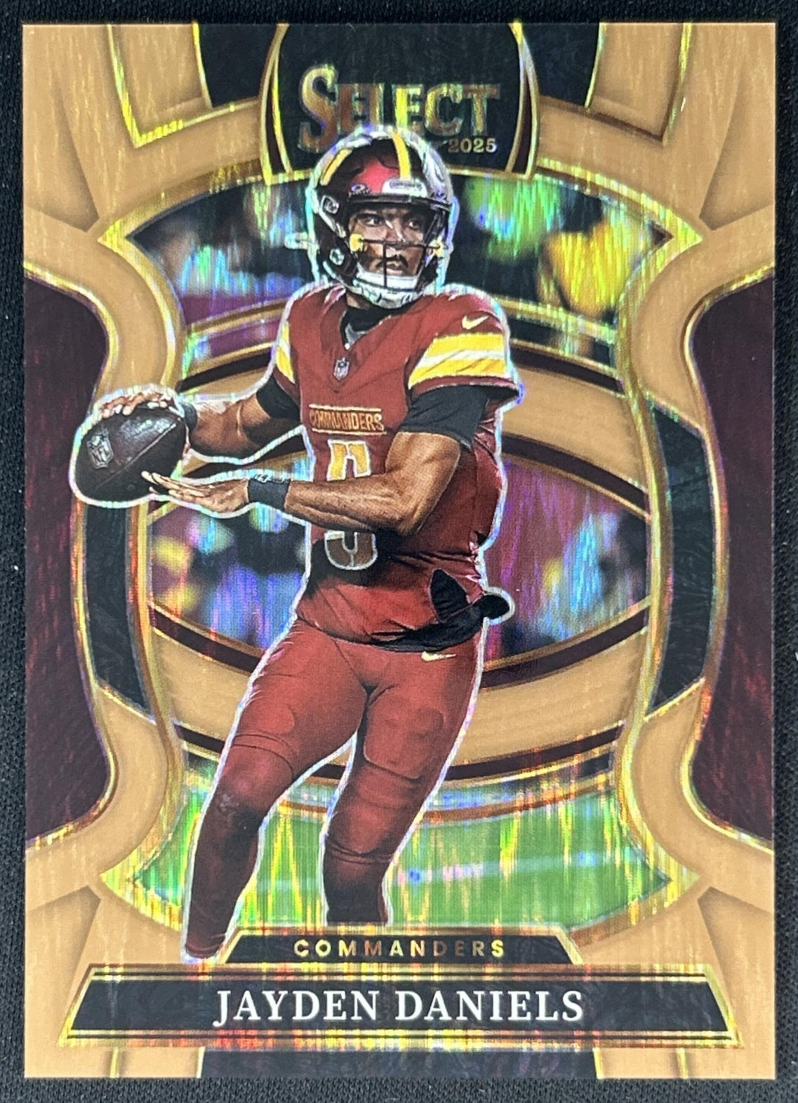 Jayden Daniels 2025 Panini Select Concourse Copper Prizm Shock /899 Commanders front