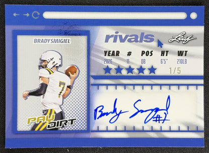 Brady Smigiel 2026 Leaf Paydirt Rivals Auto Blue /5