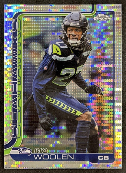 Riq Woolen 2025 Topps Chrome Pulsar Refractor Seahawks Sports Trading Cards