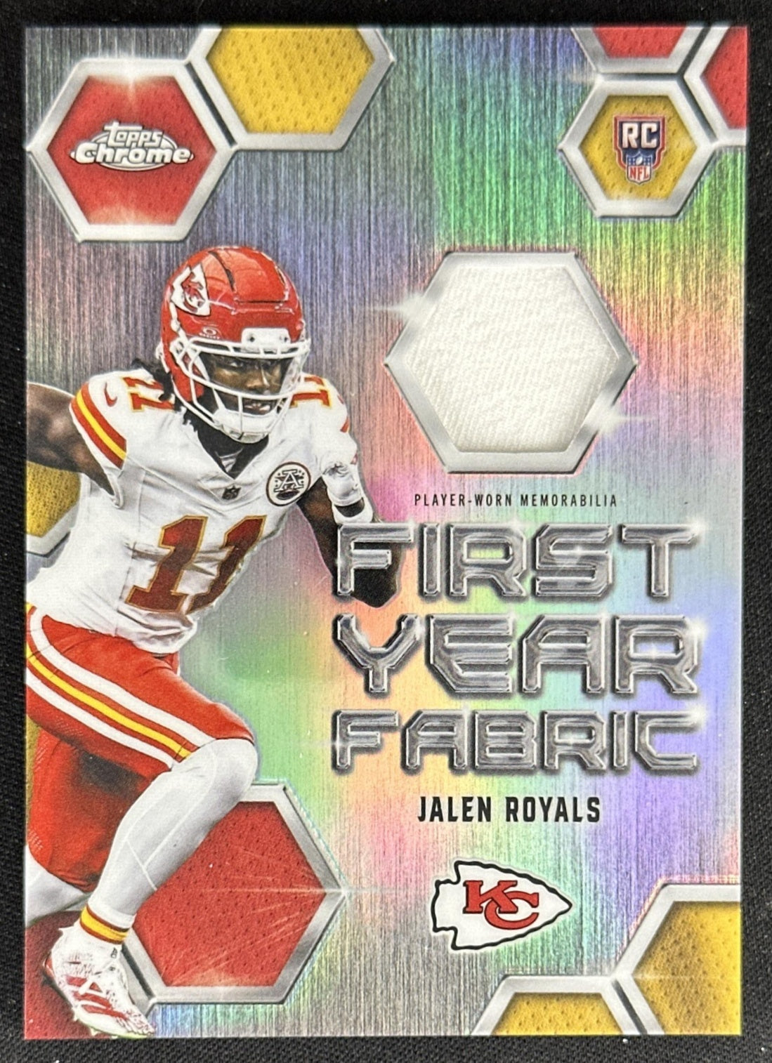 Jalen Royals 2025 Topps Chrome First Year Fabric Chiefs