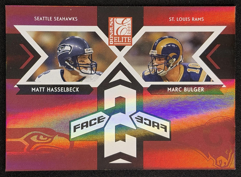 Matt Hasselbeck Marc Bulger 2005 Donruss Elite Face 2 Red /250 Panthers