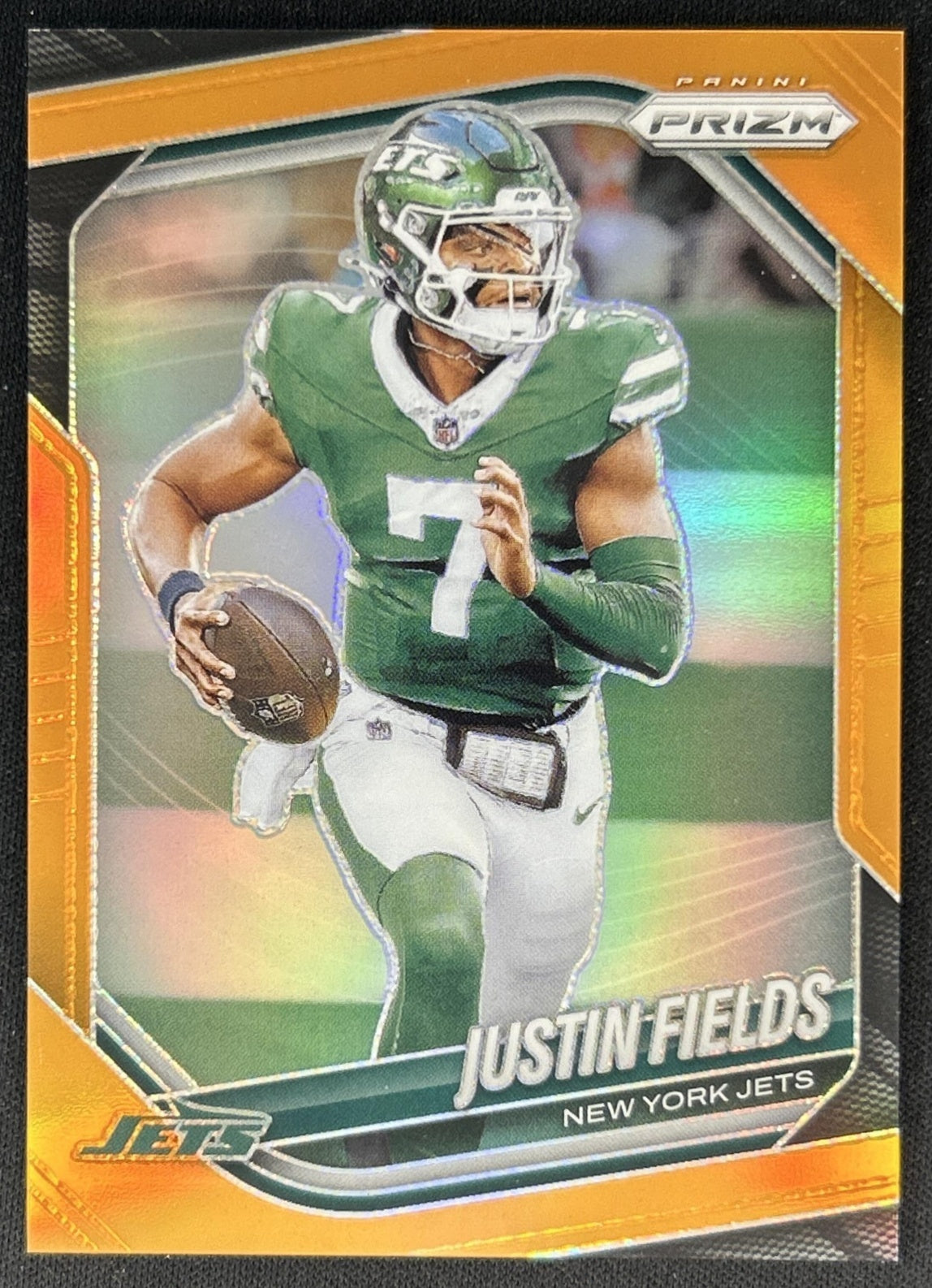 Justin Fields 2025 Panini Prizm Orange /249 Jets