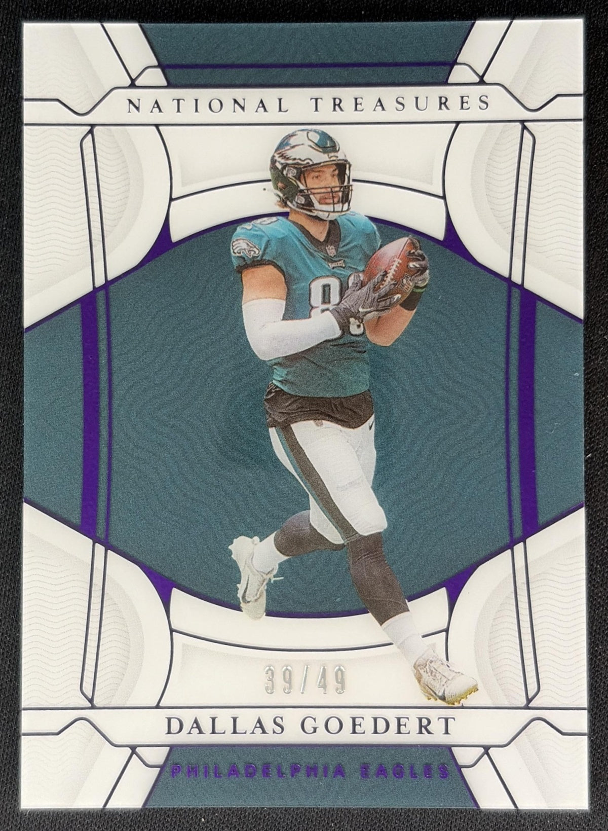 Dallas Goedert 2021 Panini National Treasures Purple /49 Eagles Sports Trading Card