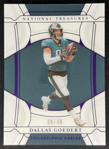 Dallas Goedert 2021 Panini National Treasures Purple /49 Eagles Sports Trading Card