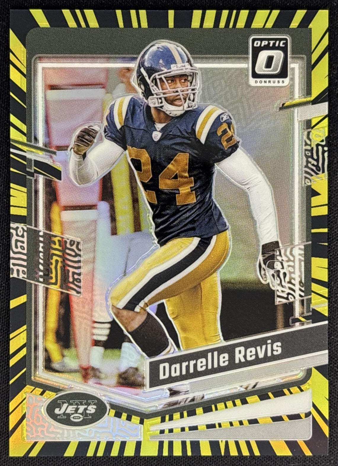 Darrelle Revis 2023 Panini Donruss Optic Electricity Prizm /69 Jets front