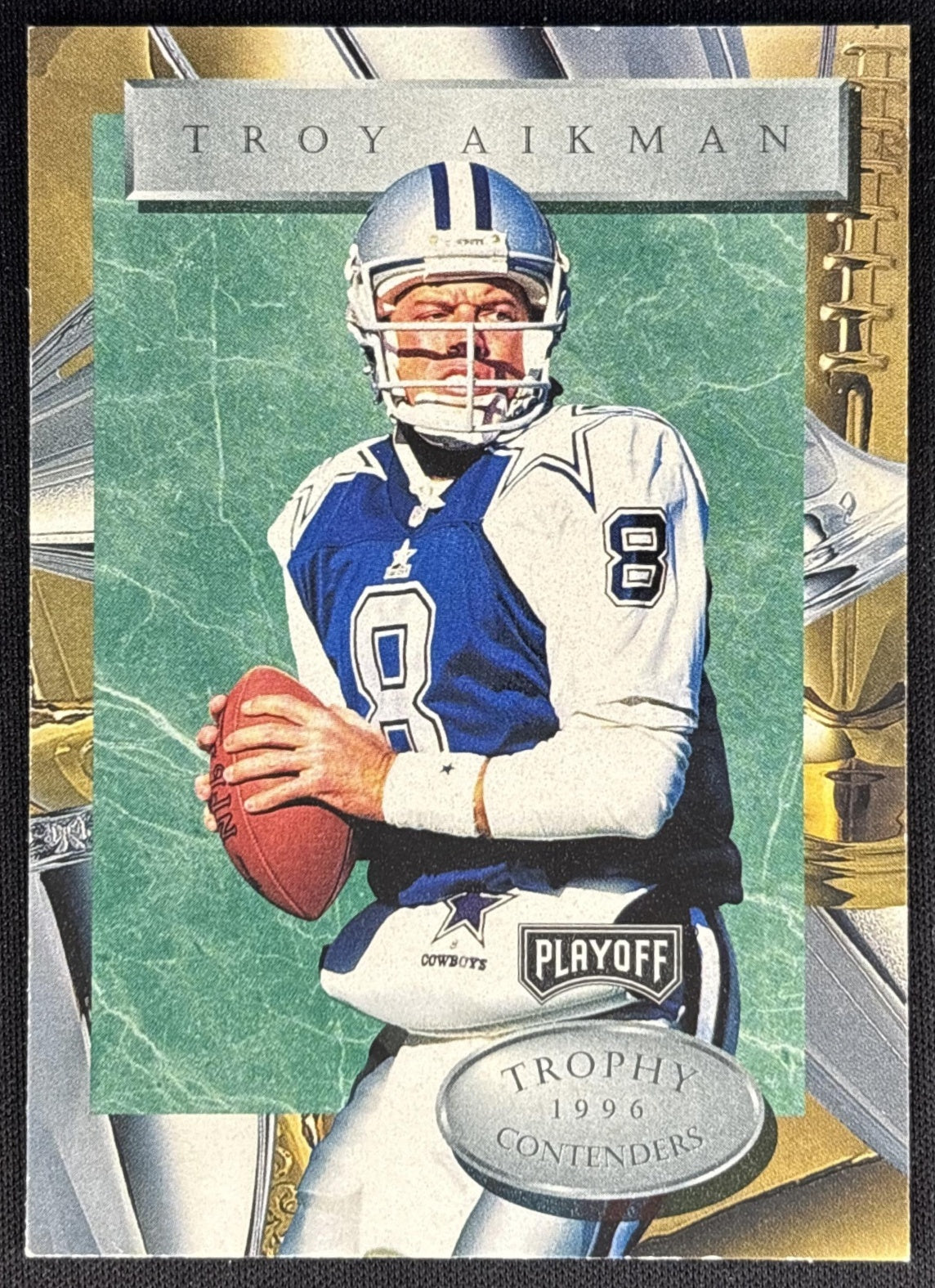 Troy Aikman 1996 Playoff Trophy Contenders Cowboys Sports Trading Cards
