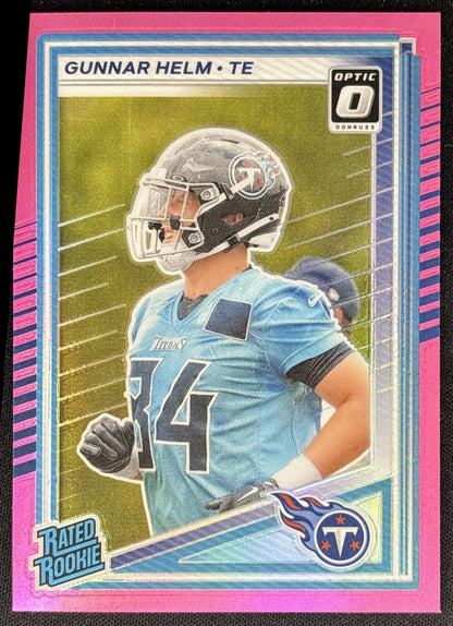 Gunnar Helm 2025 Panini Donruss Optic Rated Rookie Preview Pink Titans - Front