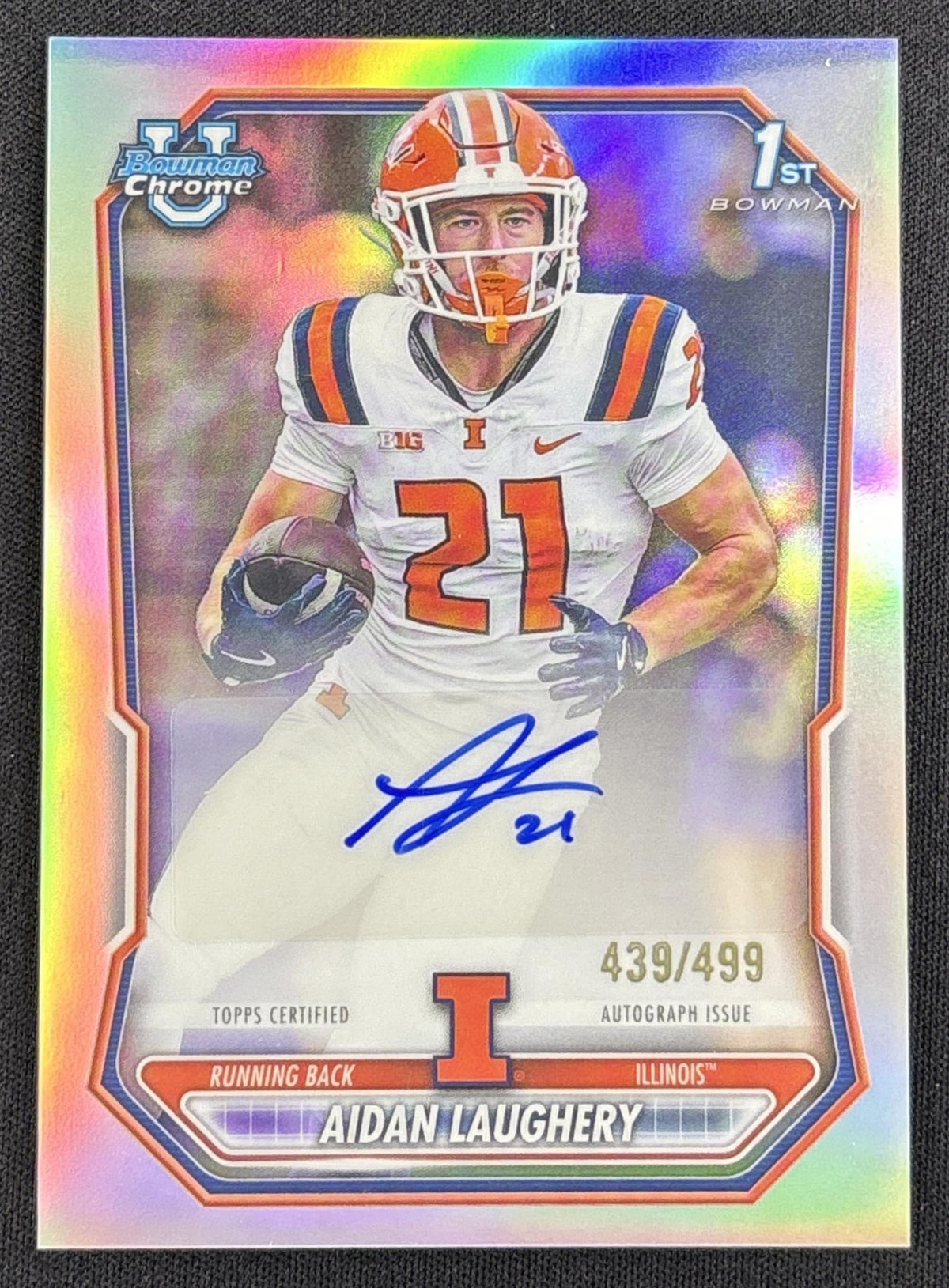 Aidan Laughery 2026 Bowman Chrome Prospect Auto Refractor /499 Fighting Illini Default Title Sports Trading Card