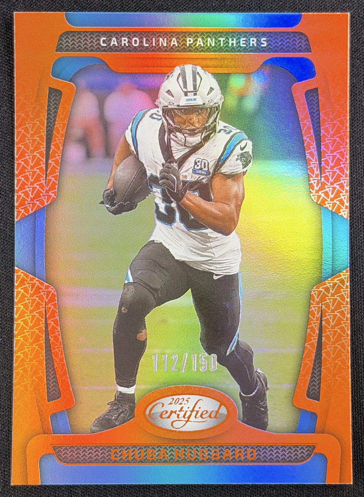Chuba Hubbard 2025 Panini Certified Mirror Orange /150 Panthers