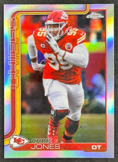 Chris Jones 2025 Topps Chrome Refractor Chiefs Sports Trading Cards
