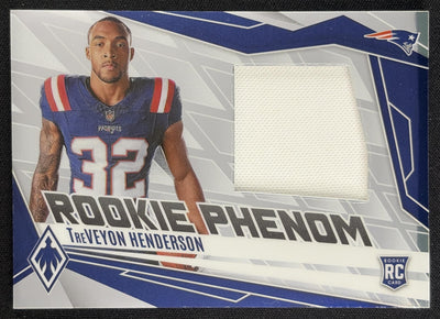 TreVeyon Henderson 2025 Panini Phoenix Rookie Phenom Jersey /699 New England Patriots