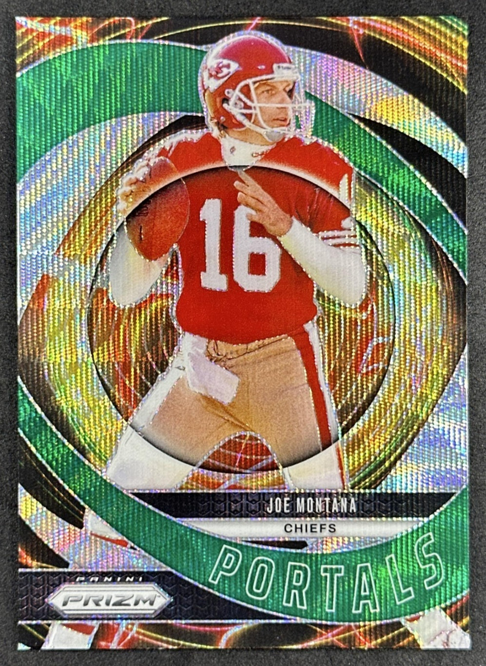 Joe Montana 2024 Panini Prizm Portals Green Wave Sports Trading Card