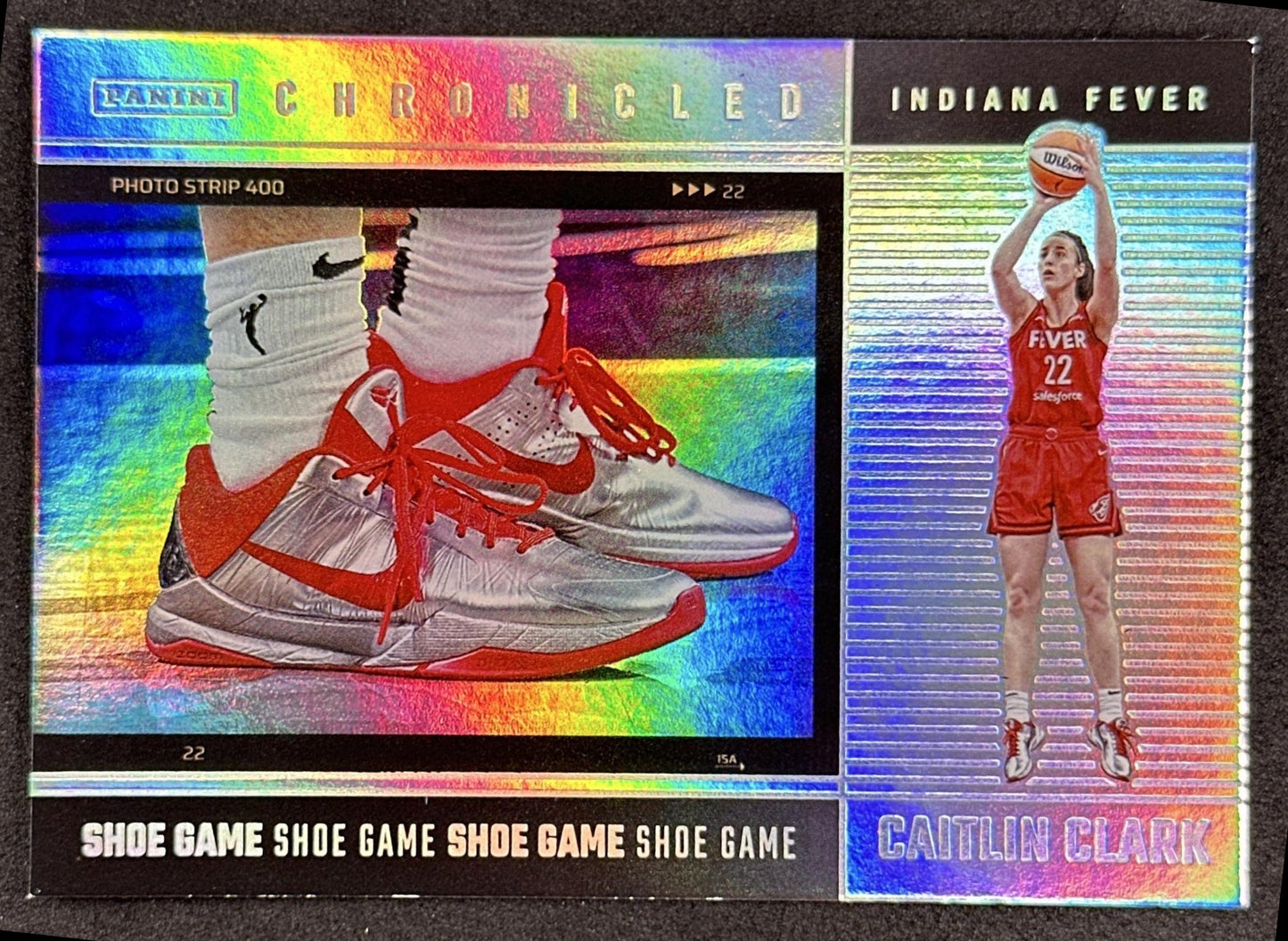 Caitlin Clark 2025 Panini Chronicled Shoe Game Holo Fever 79 Indiana Fever